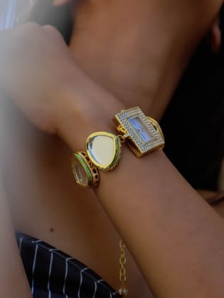 Faraah Kundan Wrist Watch-Gold