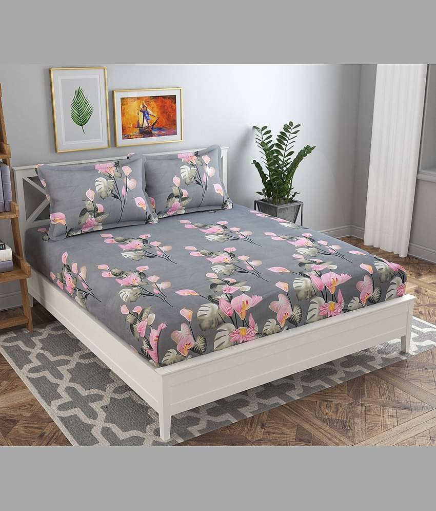 Homefab India Microfiber Double Bedsheet ( Multicolor )