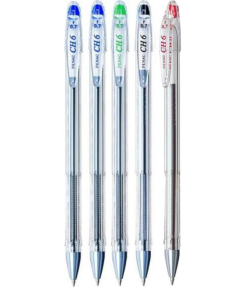 PENAC CH-6 WALLET OF 2 BLUE+1 BLACK+1 RED+1 GREEN FINE 0.7MM BALL PEN