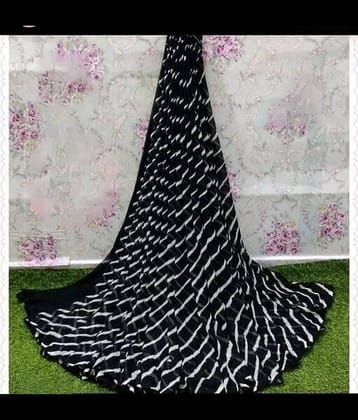 Vkaran Cotton Silk Printed Saree Without Blouse Piece ( Black )