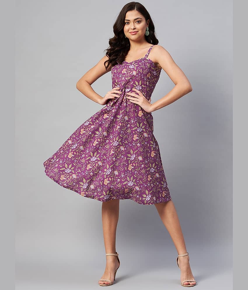 miravan - Purple Cotton Women's A-line Dress ( Pack of 1 )