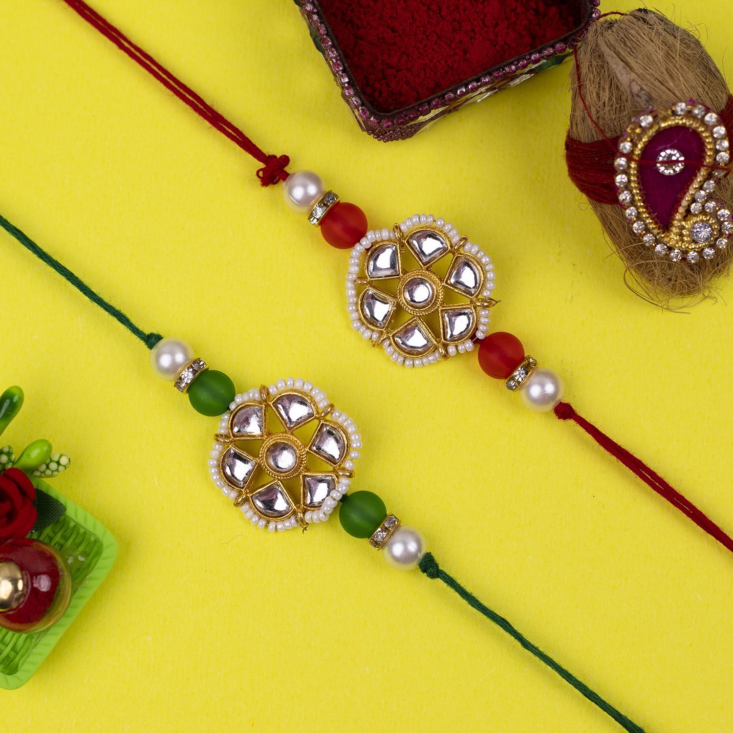 Craftlayout Set Of 2 Handmade Designer Stone Rakhi For Brother