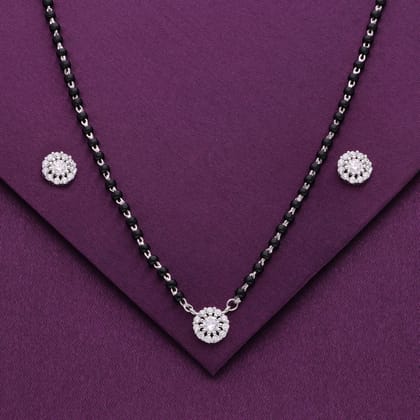 Classic Solitaire Silver Mangalsutra-White Stone / Silver