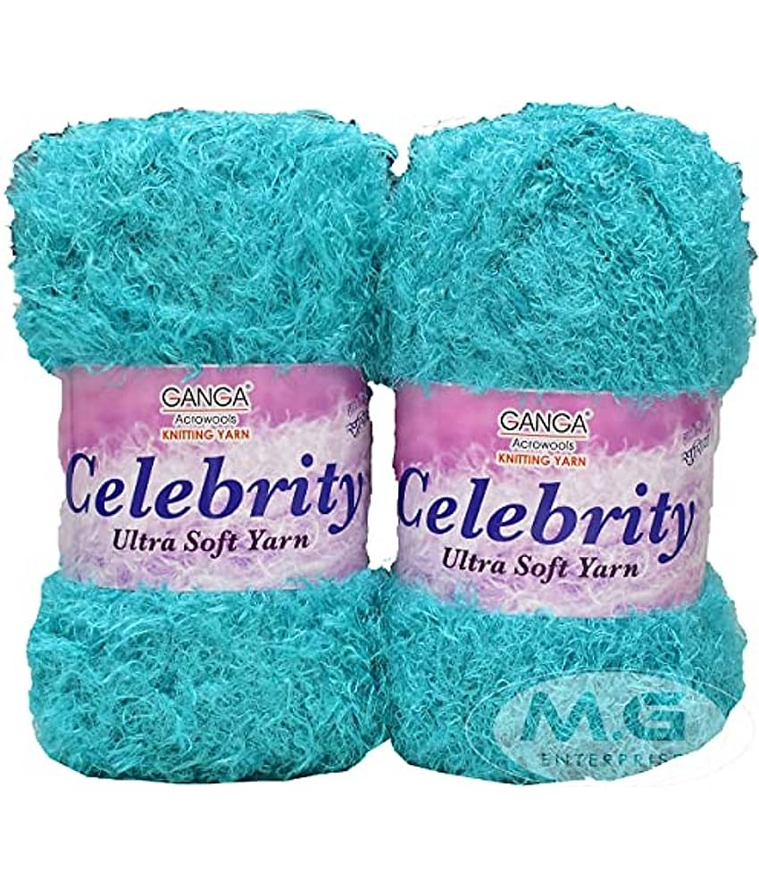 Ganga Knitting Yarn Thick Chunky Wool, Celebrity Teal 400 gm Best Used with Knitting Needles, Crochet Needles Wool Yarn for Knitting, with Needle.-S