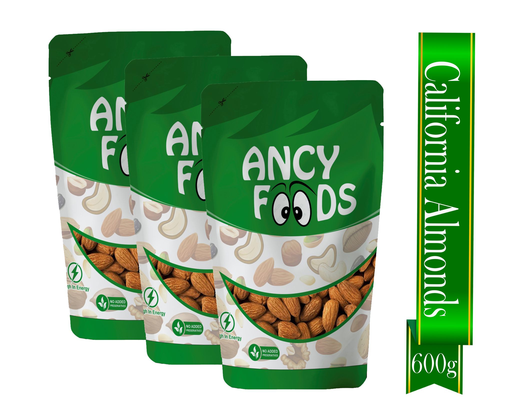 Ancy Almonds 600 Grams (200 Grams X 3) - Big Size Badam Dry fruit |Rich in Vitamins and Build Immunity | Nutritious and Dietary Fibre Almond with Crunchy Texture | Badam Nuts for Snacking, Ba