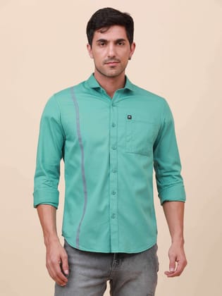 Aqua Marine Solid Single Pocket full sleeve Shirt-S