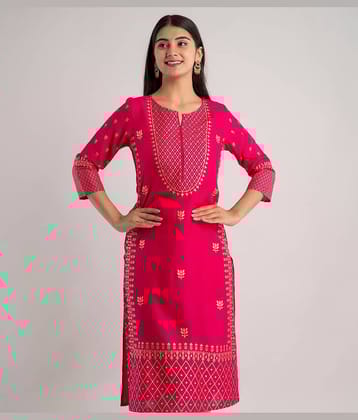 MAUKA - Pink Rayon Women's Straight Kurti ( Pack of 1 )