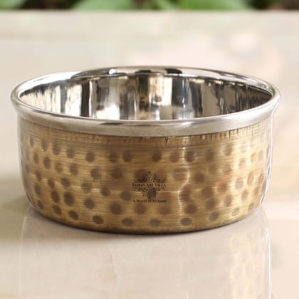 Indian Art Villa Pure Brass Steel Katori Bowl – 180 ML | Antique Hammered  Design for Serving & Gifting