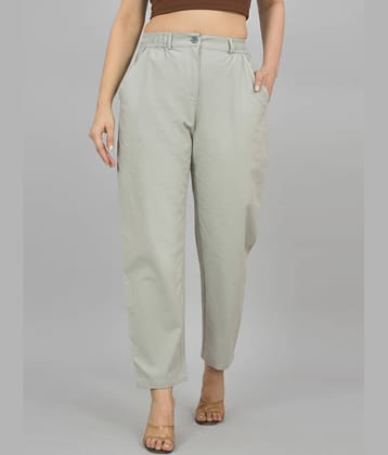 QuaClo Women Cotton Blend Formal Trousers ( Grey Melange )