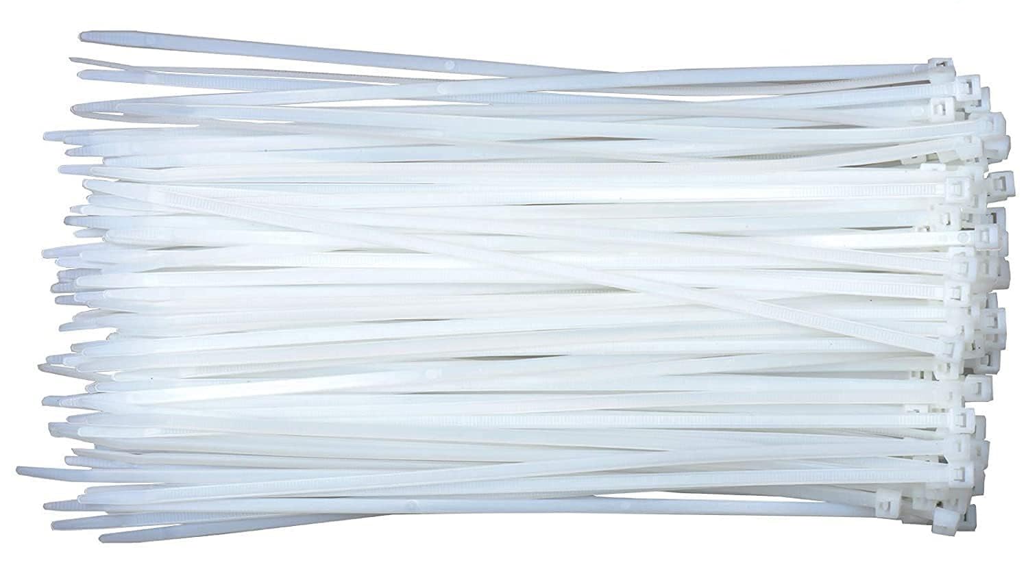 Sahej Multitrade Services Teeth Grip Nylon Self Locking Cable Ties, White Heavy Duty Strong Zip Wire Fastener Organizer Tie (100, 100 x 2.5 MM)