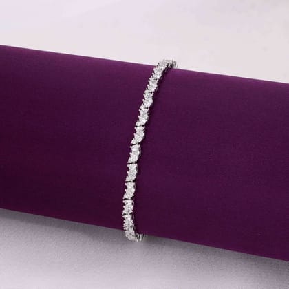 Allure Crystal  Rectangle Baguettes Silver Tennis Bracelet-White Stone / Silver