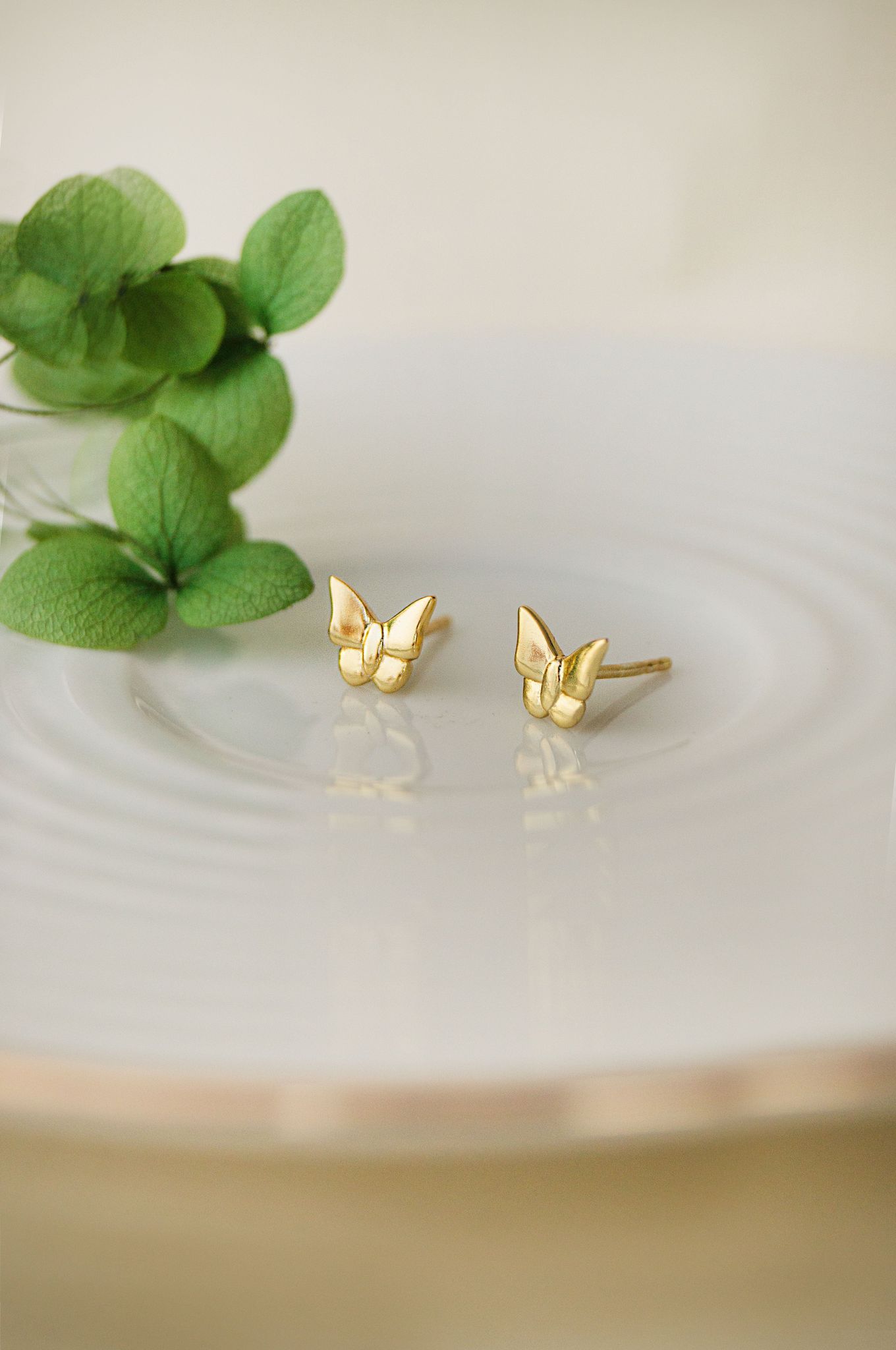 Fluttering Butterflies Gold Plated Sterling Silver Stud Earrings-Gold