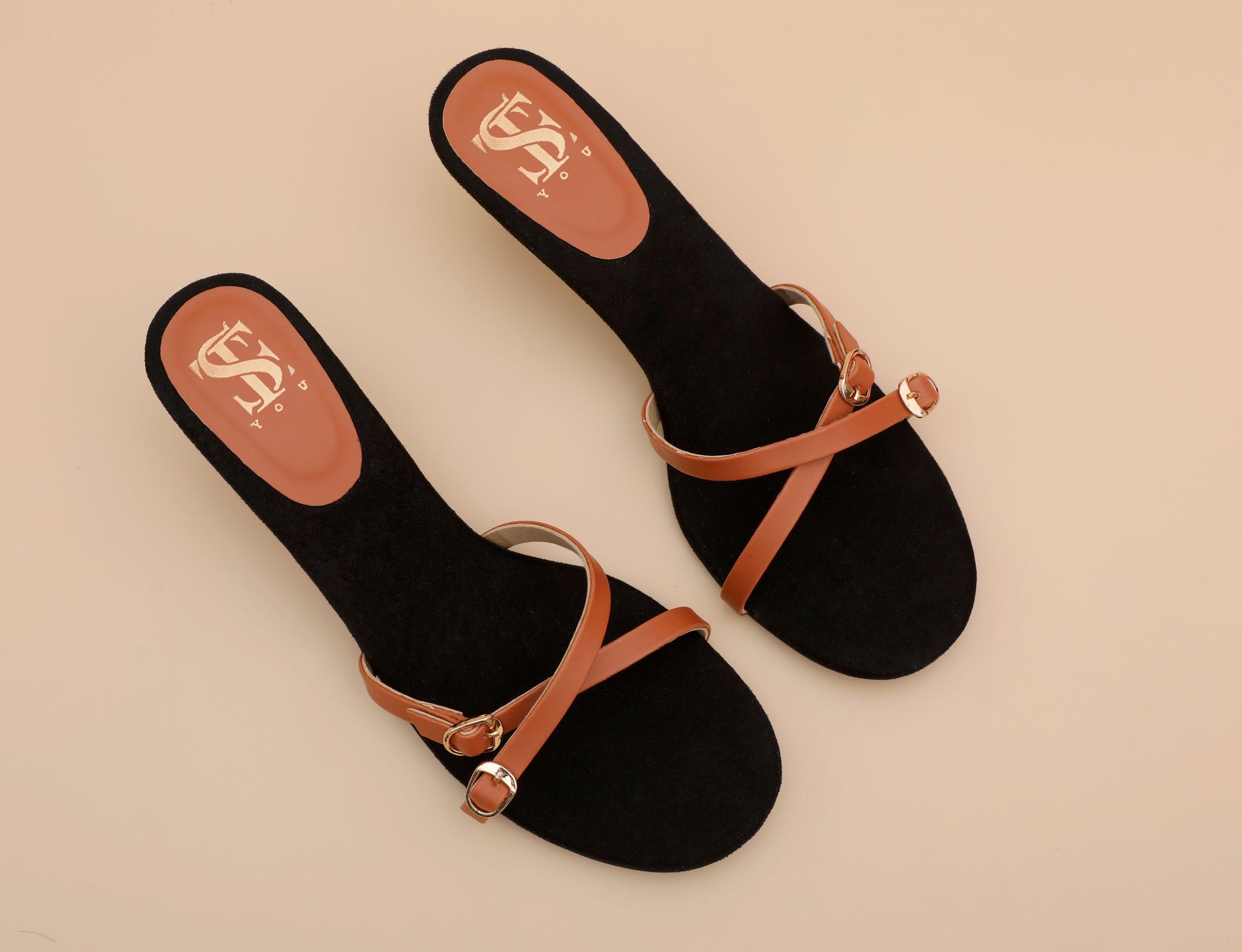 Black Tan Clipped heels-35