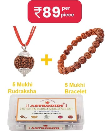 Astrodidi 5 Mukhi Rudraksha Pendant and Bracelet | Nepali Five Face Pendant and Bracelet