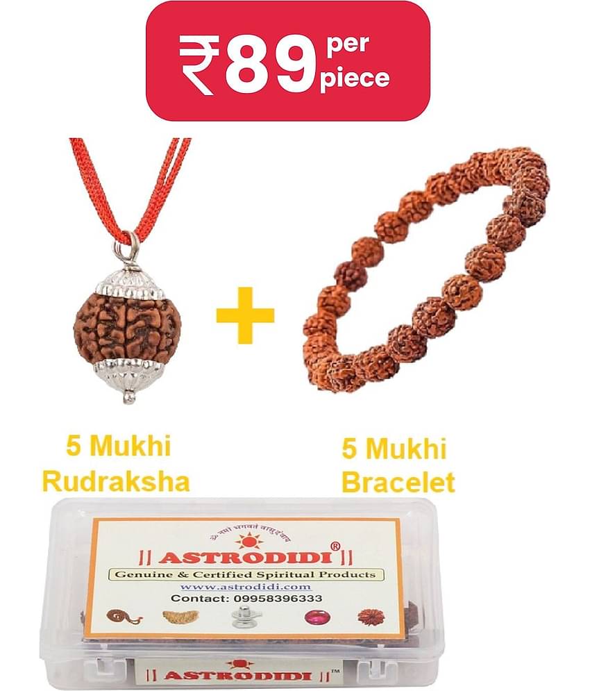 Astrodidi 5 Mukhi Rudraksha Pendant and Bracelet | Nepali Five Face Pendant and Bracelet