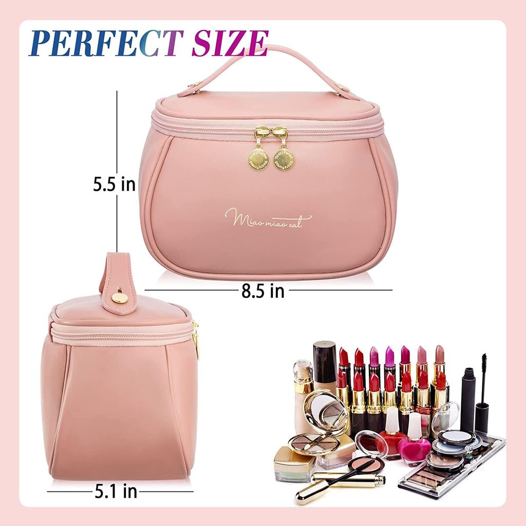 Small Makeup Bag, Cosmetic Bag for Women Travel Makeup Organizer Handbag Purse Pouch Compact Capacity for Daily Use, Makeup Brush Holder, Waterproof Nylon, Durable Zipper