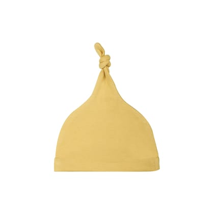 YOLK YELLOW KNOTTED BEANIE-0-1 MONTHS