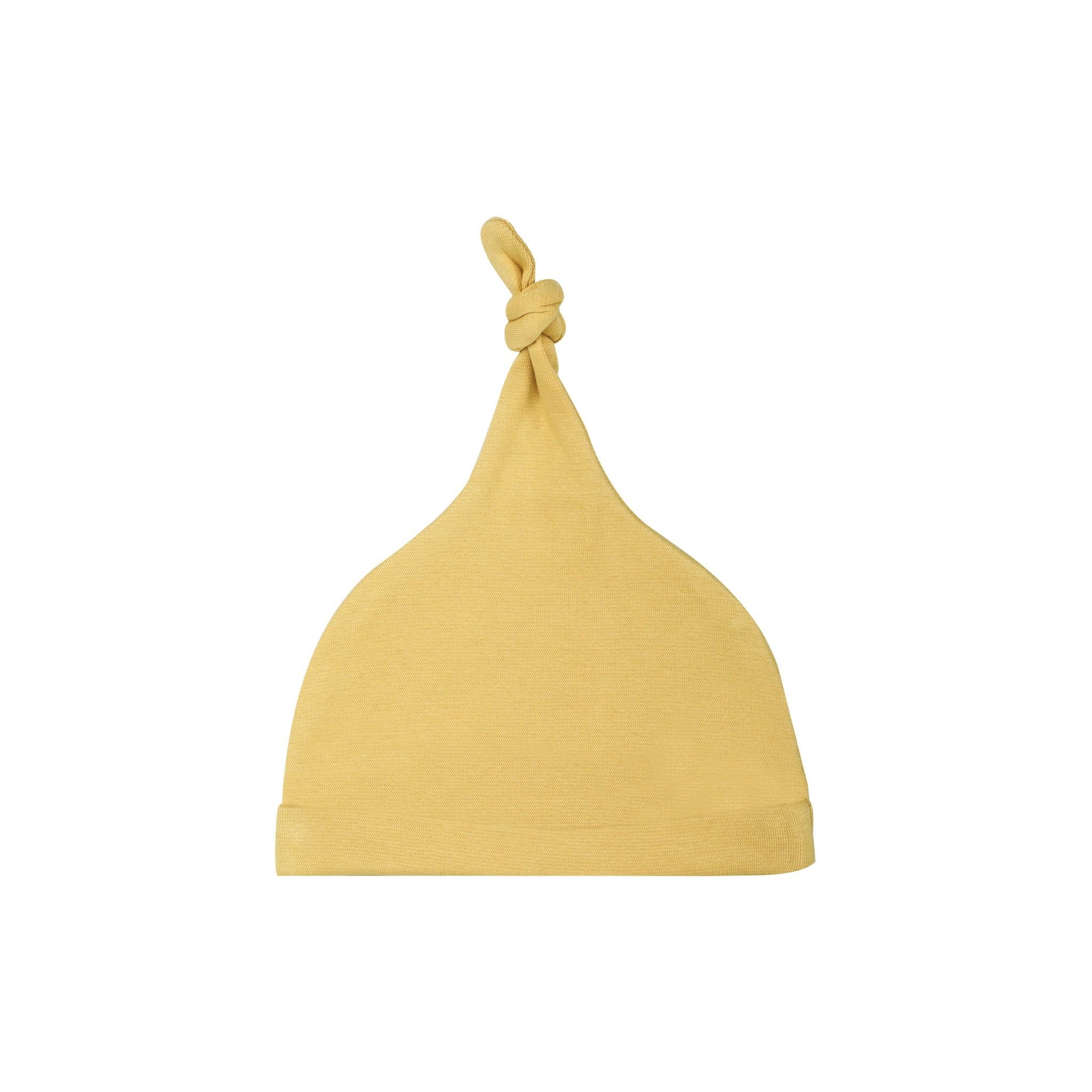 YOLK YELLOW KNOTTED BEANIE-0-1 MONTHS