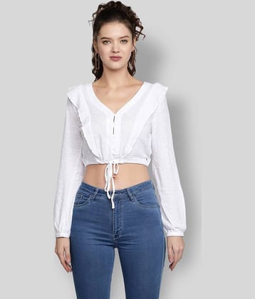 NUEVOSDAMAS Women's Polyester Crop Top ( White )