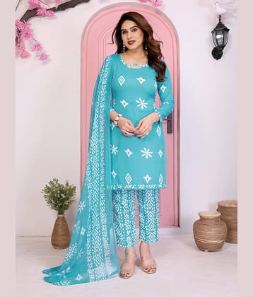 Kashvi Sarees Women Crepe Unstitched Dress Material ( Blue )