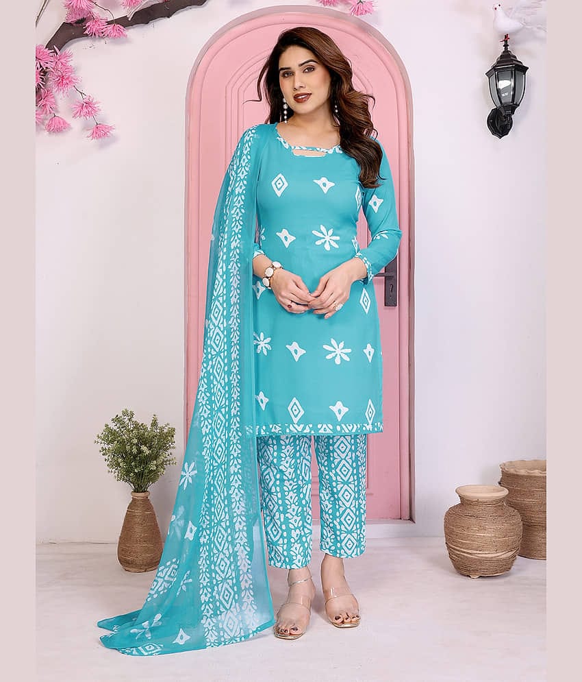 Kashvi Sarees Women Crepe Unstitched Dress Material ( Blue )