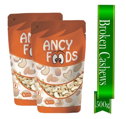 Ancy Kaju Tukda (Cashew Broken) 500 Grams (250 Grams X 2) | High Protein Cashew Kernels for Energy, Fiber and Immunity | Delicious Crunchy Nutritious Small Size Cashew Nuts | Tasty Chota Tukd