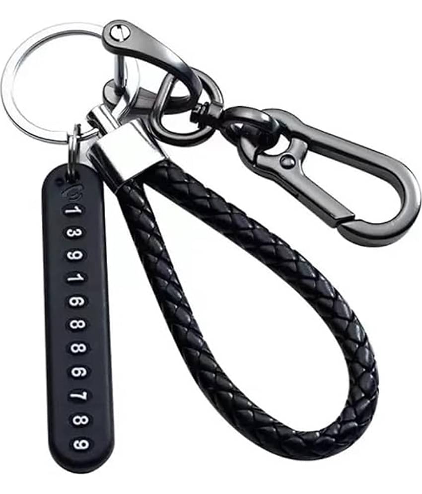 MANDEV Black Men's Alphabet Keychain ( Pack of 1 )