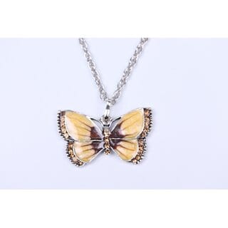 Yellow Butterfly Pendant with Silver Chain