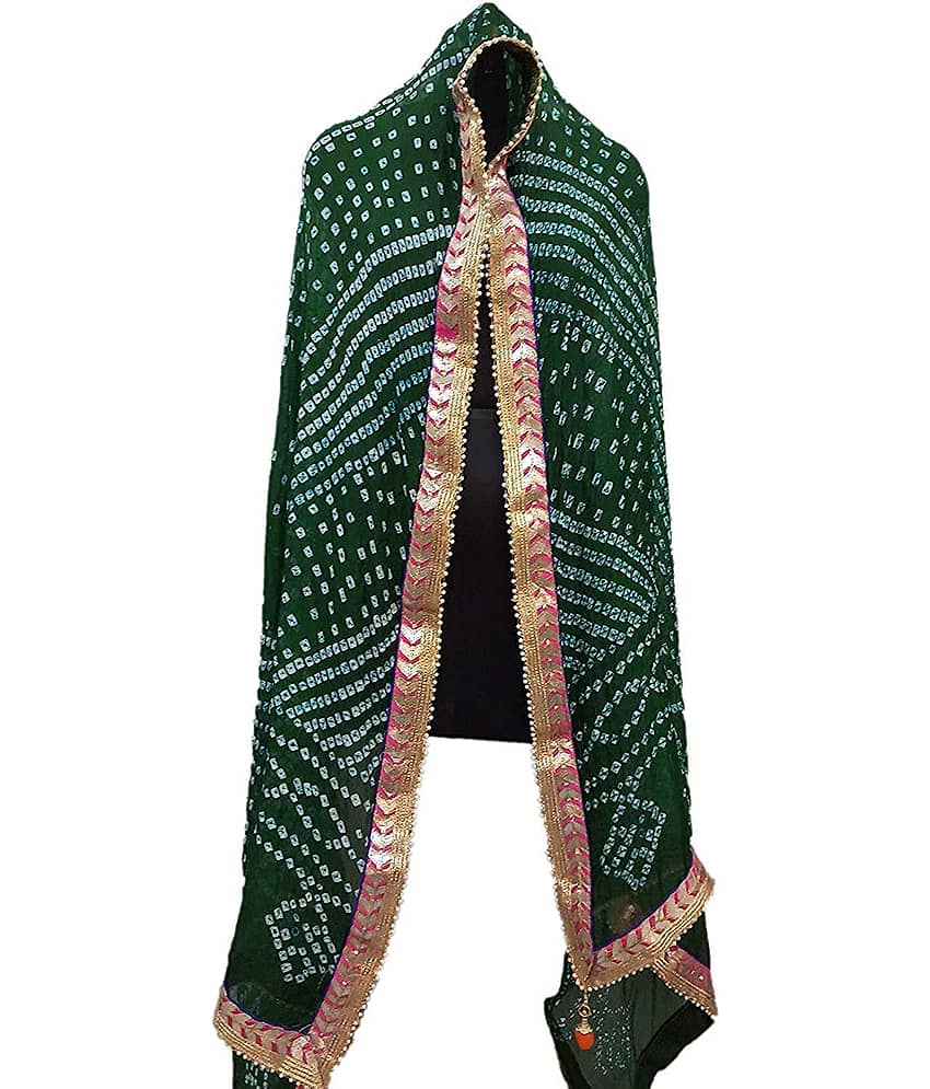 Apratim Green Art Silk Bandhej Dupatta - Single