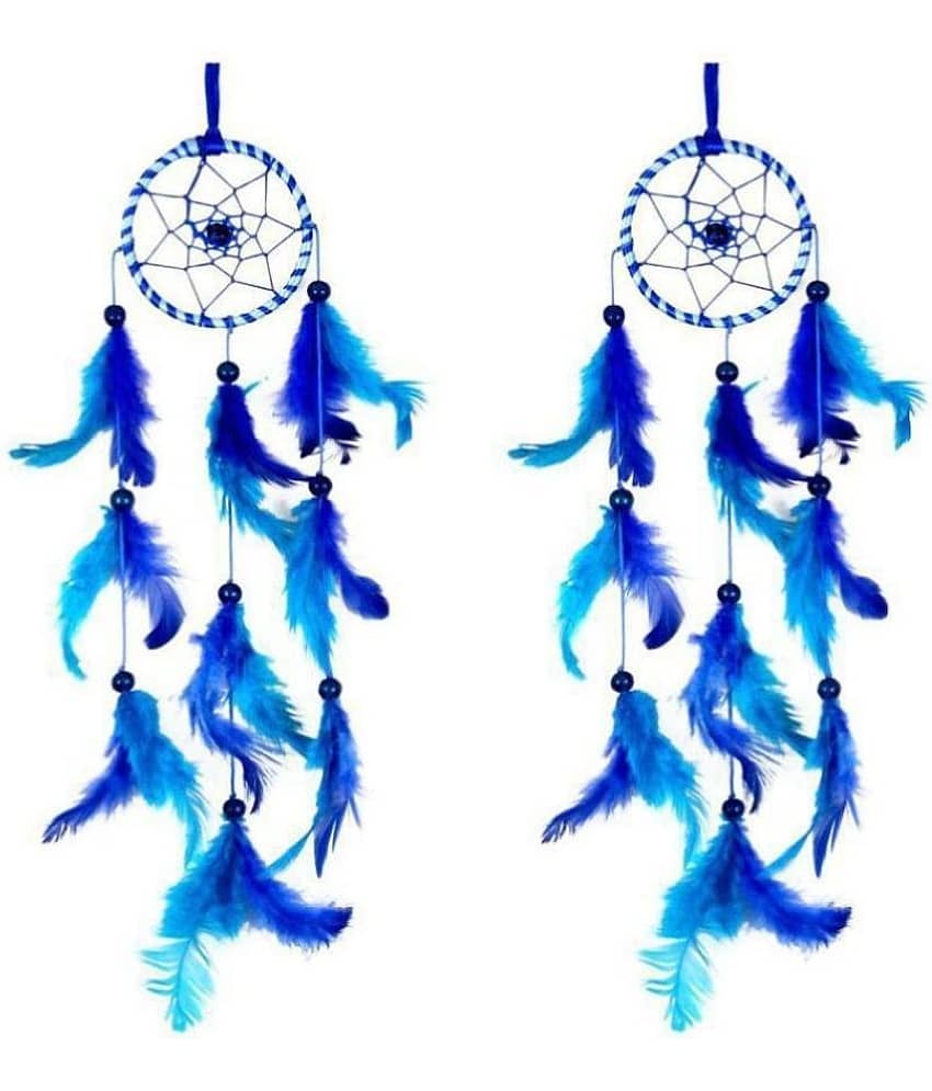 DHRUVTAR - Blue Feather Dream Catcher - Pack of 2 ( 22 X 8 cms )