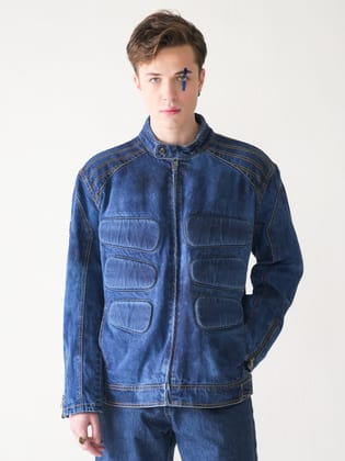 6 PACK DENIM BIKER JACKET-XS