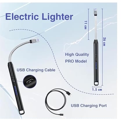 USB Rechargeable Electric Arc Lighter, Flexible Neck, LED Battery Indicator, 4 Colors, Candle Lighter