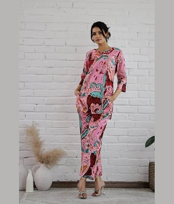 Label Flavia Women Printed Kurta With Trousers Co-Ord Set ( Multicolor )