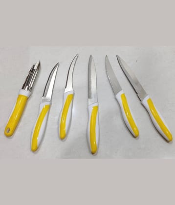 OFFYX Stainless Steel Peeler & Knife Set (Pack of 6) (Yellow)