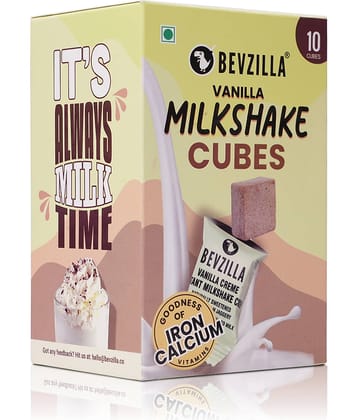 Bevzilla 10 Milkshake Cubes Vanilla Cream Instant Milkshake Pack with Organic Date Palm Jaggery, Drop Stir & Enjoy