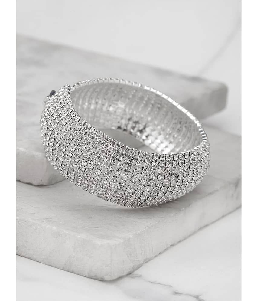 YouBella Silver Plated Stylish Latest Crystal Bracelet Bangle Jewellery for Girls and Women