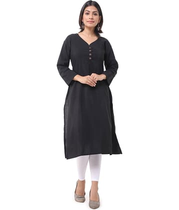 DESHBANDHU DBK - Black Cotton Women's Straight Kurti