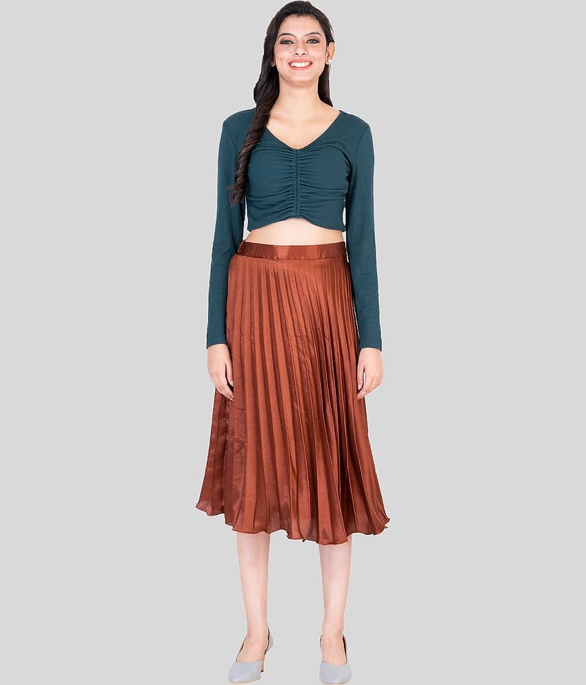 powermerc - Maroon Satin Women's Flared Skirt ( Pack of 1 )