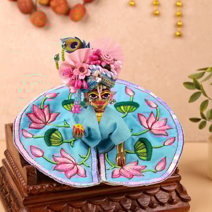 Light Blue Mulmul Cotton Laddu Gopal Poshak-Without Pagdi / 0 No.