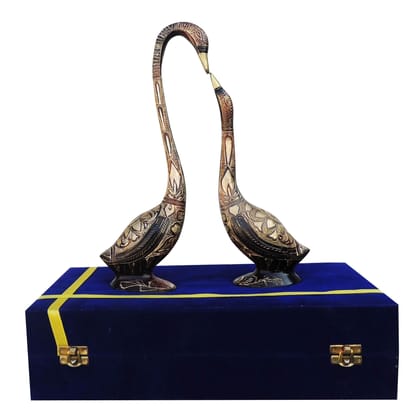 Brass Duck Pair Table Decor Showpiece for Home & Office, Height : 12.6 Inch (ANMAS187 B)
