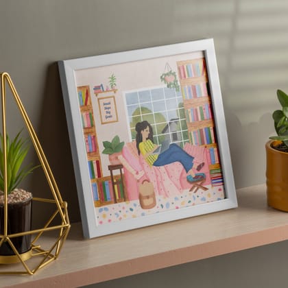 Small Step Big Goals Mini Wall Art Frame (Table Top Mount)-White