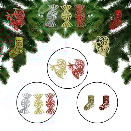 Wanna Party Christmas Stockings, Candy and Trumpet Tree Decoration Kit - Set of 6 PC