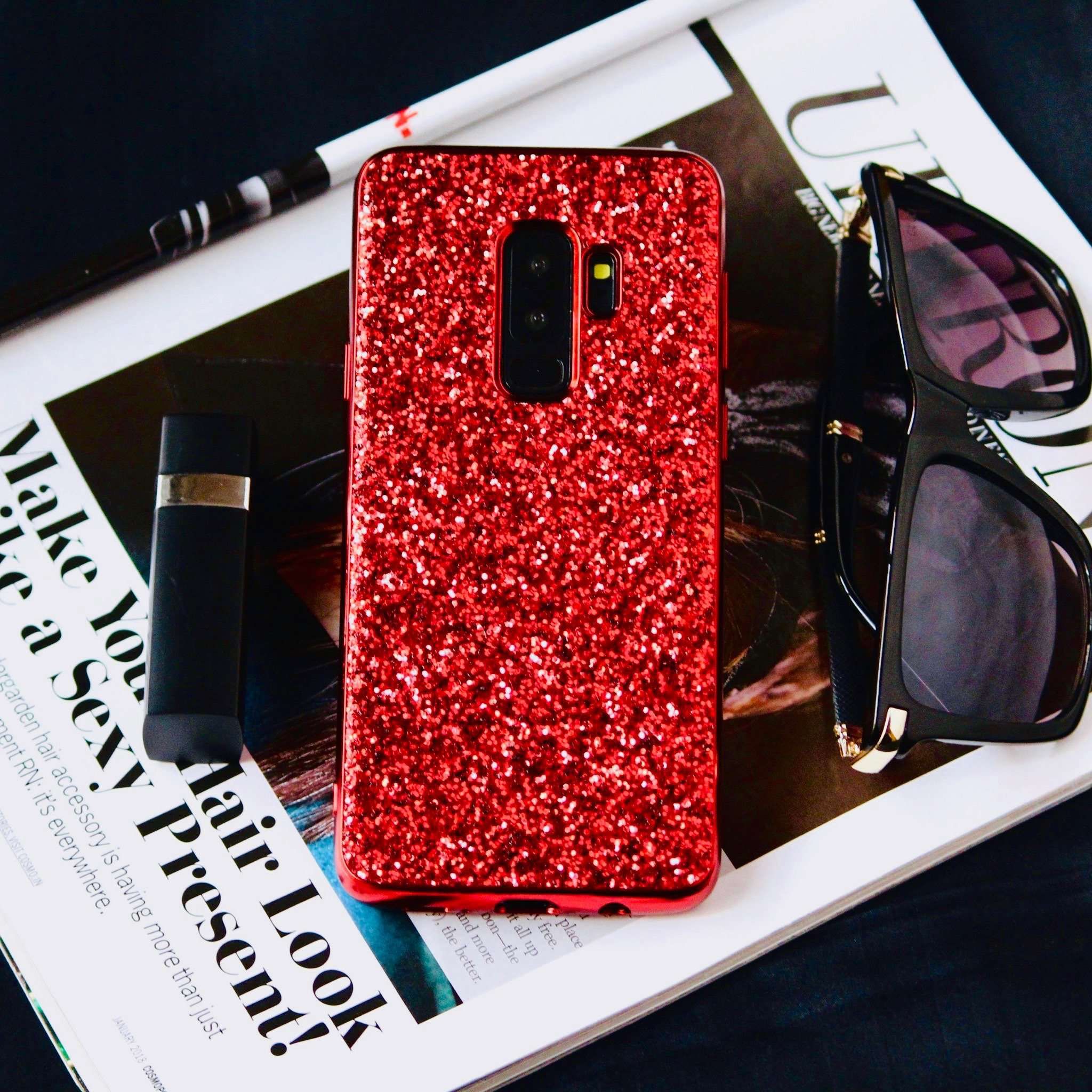 Red Glitter Bling Sequin Case-Samsung Galaxy S9