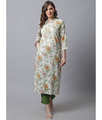 Pistaa Viscose Printed Front Slit Women's Kurti - Green ( Pack of 1 )