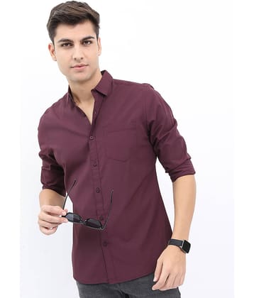 Ketch Cotton Blend Slim Fit Solids Full Sleeves Men's Casual Shirt - Maroon ( Pack of 1 )