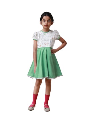 DE CHEVALERiE en Rouge - Mulberry Verbena Frock - Green  5- 6 Years