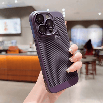 iPhone Series Ultra Thin Mesh Heat Dissipation Cooling Breathable Case With Camera Protection-iPhone 13 Pro / Purple