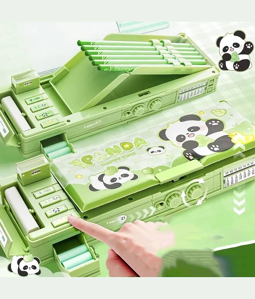 Villy Multifunctional Panda Password Lock Double Sided Compass Box for Kids