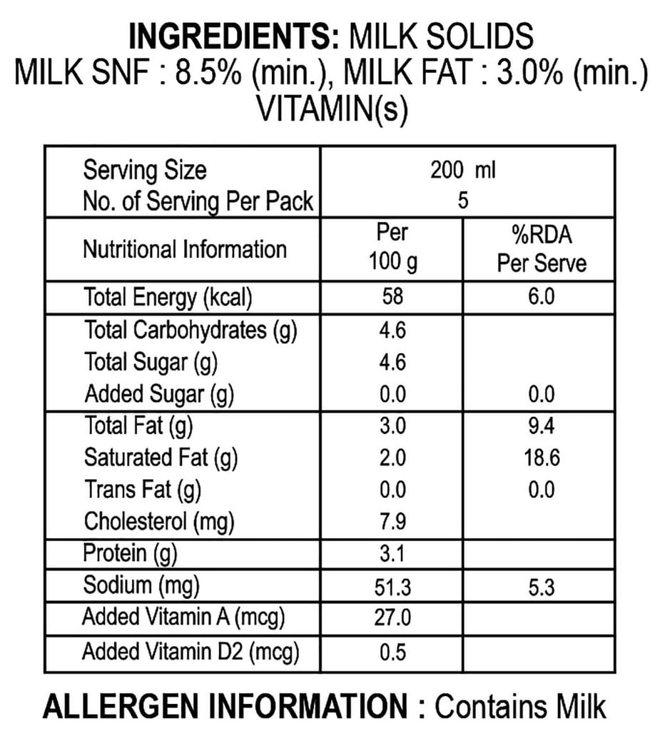 UHT Toned Milk - (1 LTR)