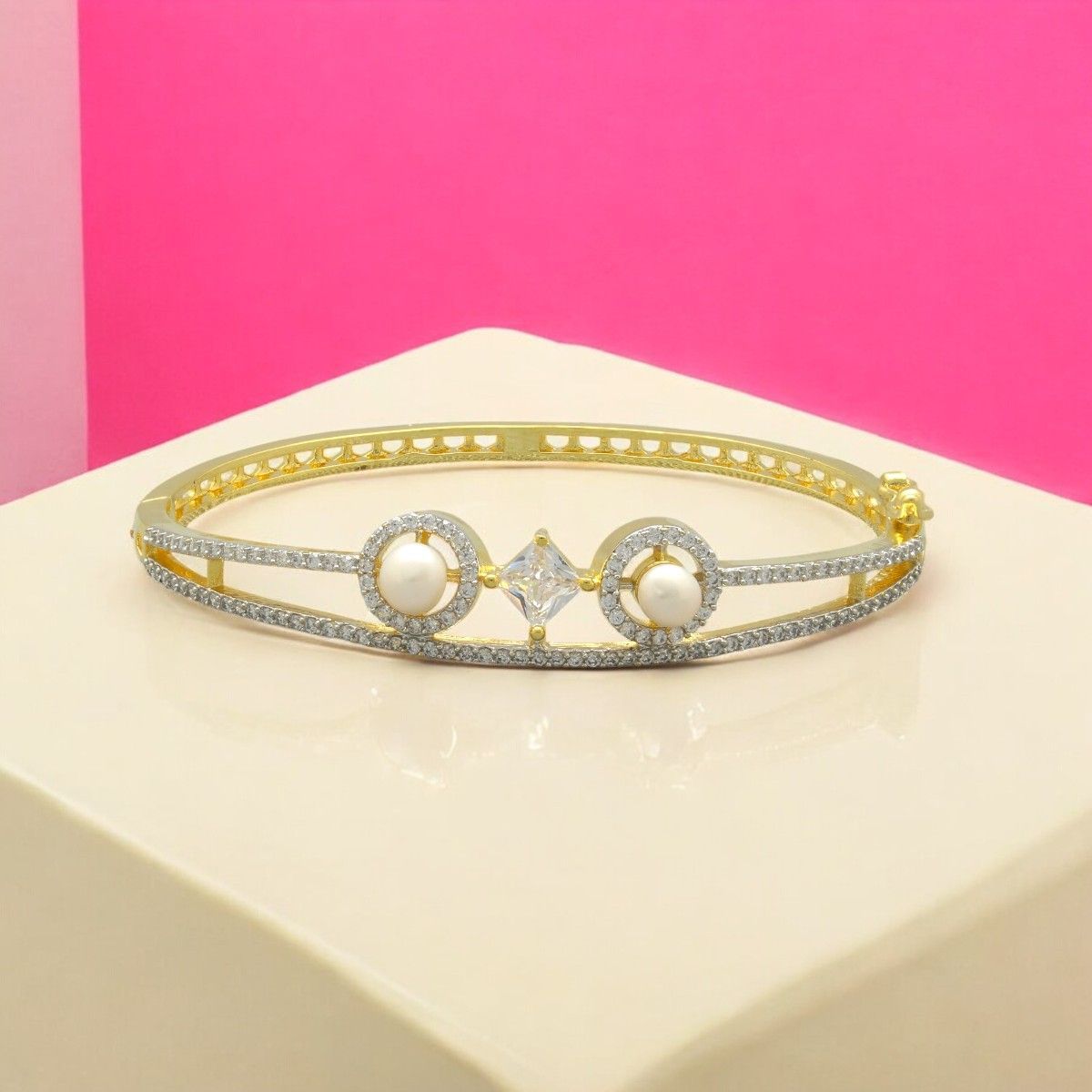 Sri Jagdamba Pearls  Golden Tiara Pearl Bracelet For Women Girls